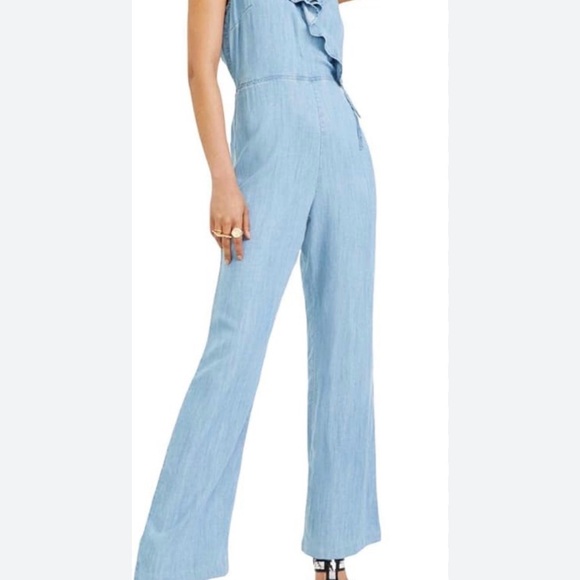 Guess tencel ruffled Light Blue Women's Wide-Leg Jumpsuit - Picture 3 of 12